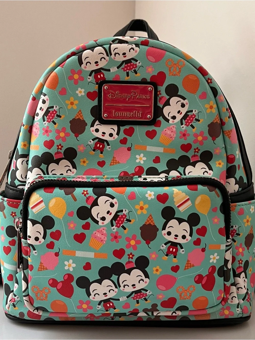 Disney Parks x Loungefly Mickey Minnie Mouse Sweet Treats Mini Backpack Aqua
